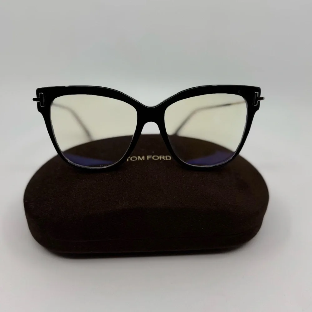 Tom Ford Black Square Cat eye Frame, Blue Blockers Computer Lenses New in Box!